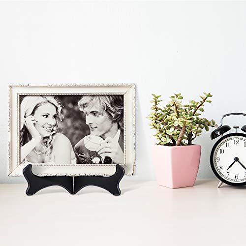 Tatuo 4 Packs Wooden Display Stand Decorative Plate Stands For Display Picture Frame Stand Holder Easels (5 Inch, Black) #TOP6