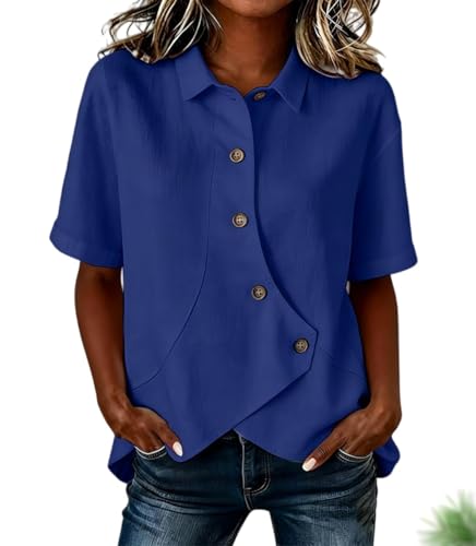 Chemise asymétrique en coton de qualité supérieure bleu