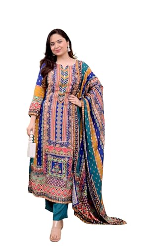 Image of Viscose Muslin womens kurta set with dupatta /womens kurta set with dupatta