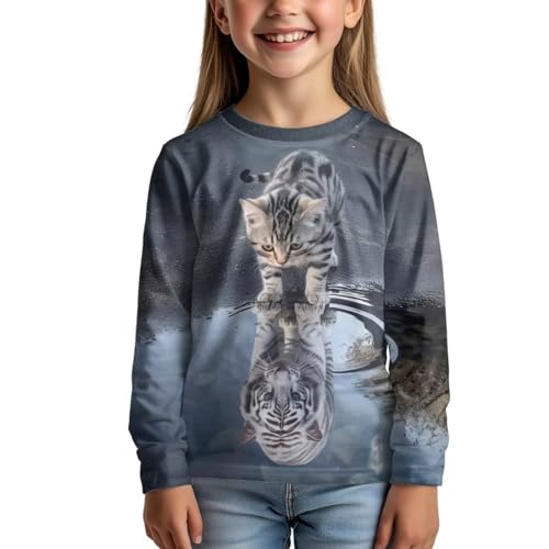 Image of WELLFLYHOM Long Sleeve T-Shirt for Boys Girls 3-16 Years Old Tee Tops Crewneck Pullover Shirts Fall Outfits
