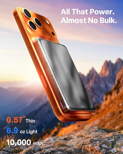 Image of TORRAS MiniMag Pro Portable Charger Power Bank, 10000mAh 15W Magnetic Battery Pack for iPhone 17 /16 /15 /14 /13 /12, Slim Magnetic Wireless Charger with 30W USB-C, Semi-Solid-State Battery for Travel