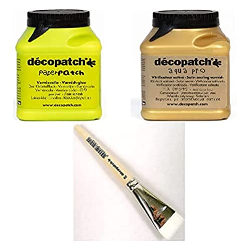 Vernis colle PaperPatch et vitrificateur brillant avec pinceau nylon pour protéger vos décors