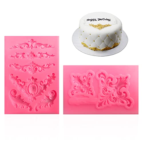 PFLYPF 2 Pezzi stampi in Rilievo, Torta Fondente, Vintage Europeo, Decorazione in Rilievo, Stampo in Silicone Liquido, Decorazione per Cottura al Cioccolato PFLYPF 2 Pezzi stampi in Rilievo, Torta Fondente, Vintage Europeo, Decorazione in Rilievo, Stampo in Silicone Liquido, Decorazione per Cottura al Cioccolato