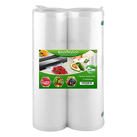 SurpOxyLoc 2 Pack 11x50 Vacuum Sealer Bags Rolls with BPA Free,Heavy Duty,Great for Sous Vide and Vac Seal storage Cover