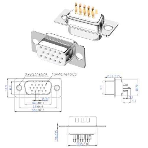 10 conectores VGA macho y hembra chapados en oro miniatura 4