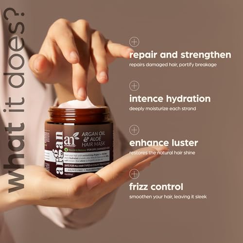Artnaturals ANHA-0880 Argan Hair Mask Conditioner - (8 Oz/226G) - Deep Conditioning Treatment - Organic Jojoba Oil, Aloe Vera & Keratin - Repair Dry, Damaged, Color Treated thumb #2