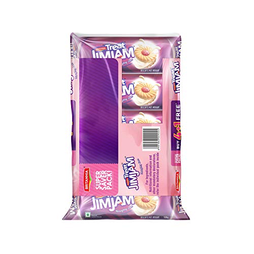 Image of Britannia Biscuits - Jim Jam, (4+1)x100g Combo Pack