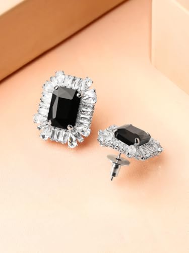 Image of Rubans Stud Earrings American Diamond Zirconia & Crystal Jewellery Gift for Women & Girls