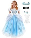 Axaxa Girls Cinderella Costume Halloween Princess Dress Up Fancy Birthday Party Ball Gown with Accessories