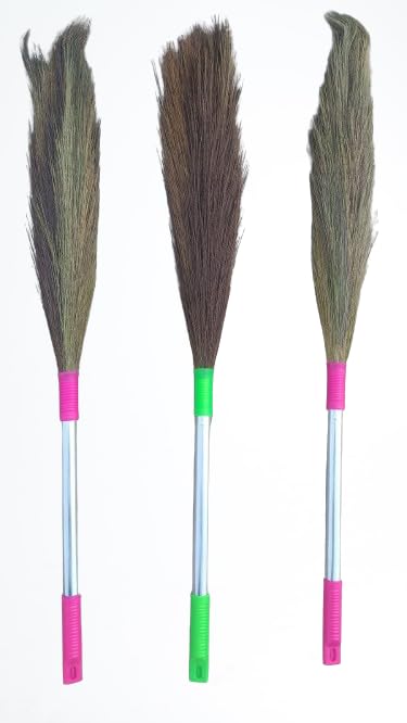 Natural Grass Hand Broom, 3pcs Stainless Steel Pipe Multicolour Brooms-image-42