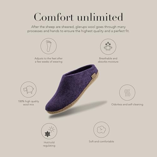 Image of Glerups 100% quality wool mix Slipper with leather sole - Unisex Slip-on