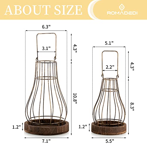 Romadedi Lantern Farmhouse Home Decor Rustic Candle Holders Decorative Lanterns for Candle Living Room Kitchen Dining Coffee Table Fireplace Mantle Outdoor