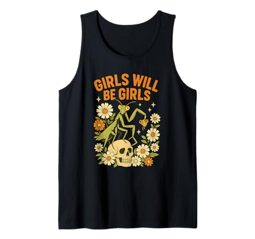 Girl Will Be Girls Praying Mantis Retro Halloween Tank Top