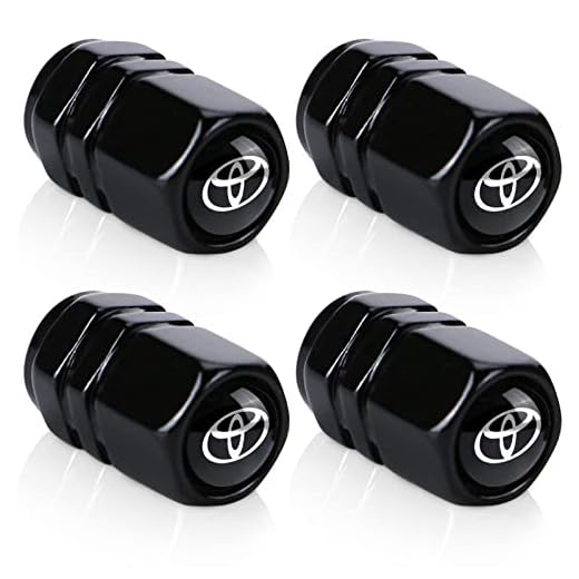 Incredikoo Tire Valve Stem Caps Compatible with Toyota Series Stem Cap Universal Car Air Cover Car Accessories for Cars, SUV, Truck, Motorcycles 4pcs（Black）