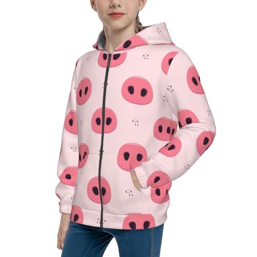 Pig Noses Kid Hoodies Boys Zip Up Sweatshirts Girls Pullover with Pocket