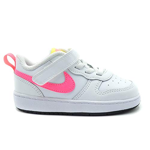 Nike Court Borough Low 2 (GS) Kids Basketball Shoes, White White Sunset Pulse Light Zitron Black 4C2