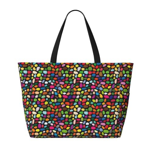 Pebble Colorful Print Large Beach Tote Bag for Women Extra Large Capacity Sandproof Waterproof Pool Bag Suitable for Swimming Pool Gym Groceries Travel2