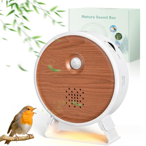 BITIWEND Birdsong Motion Sensor Box con supporto staccabile, luce Nature Sound Box Suoni di uccelli, mare, sussurro di ruscello, falò Scatola musicale con sensore di movimento