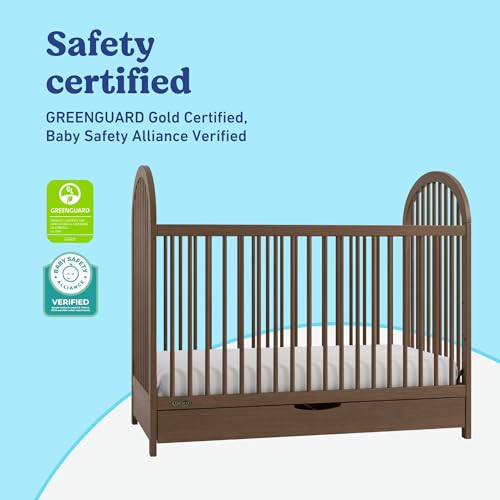 Image of Graco Olivia 3-in-1 Convertible Crib with Drawer - Converts from Baby Crib to Toddler Bed and Daybed, GREENGUARD Gold Certified, Baby Safety Alliance Verified, Easy Assembly (Hazelnut)