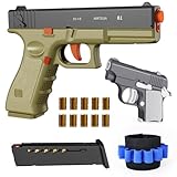 Fidget Toy, 2 Pack Shell Ejecting Toy with 10 Shell Casings, No Bullets, Non-Firing Toy Pistol Can be Loaded But Can't be Fired, Toys for Kids, Grey