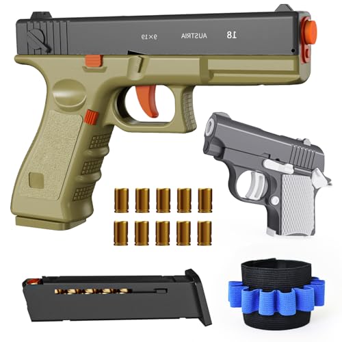 Fidget Toy, 2 Pack Shell Ejecting Toy with 10 Shell Casings, No Bullets, Non-Firing Toy Pistol Can be Loaded But Can't be Fired, Toys for Kids, Grey