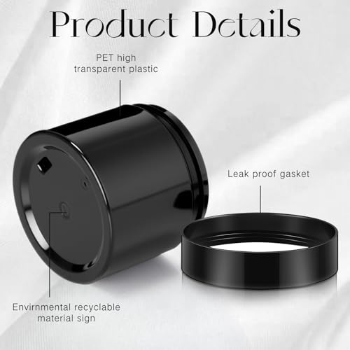 Image of Patelai 4 Pcs Plastic Jars Wide Mouth with Lids,6 Ounce,Pure Black | Travel Size for Creams Oils, Clear Round Storage Cosmetics Containers, Leak Proof Screw on Lids for Makeup Beauty DIY