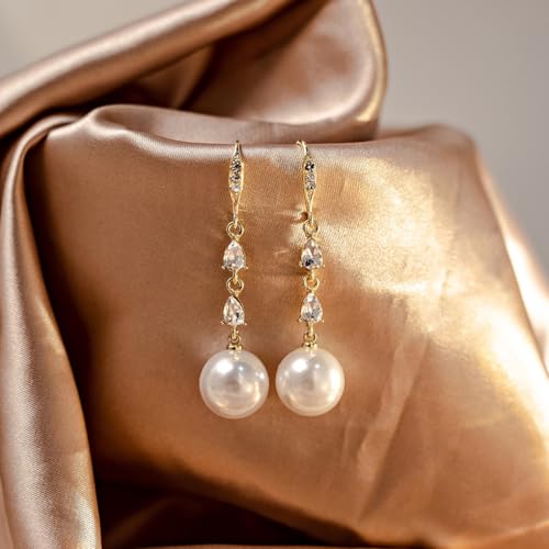Boucles d'oreilles pendantes en or 14k, le cadeau de mariage idéal
