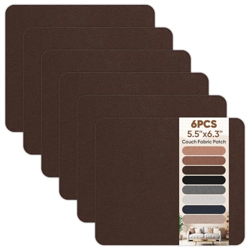 TYJLII Couch Patch Repair Fabric 6-Piece Self-Adhesive Microfiber Patches Quick Fix Sofa Chair Car Seat Furniture Upholstery Repair Kit. (Dark Brown)