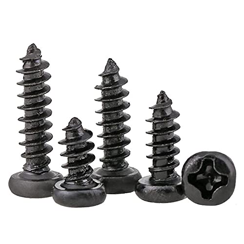 Black Round Head Cross Self Tapping Screw Round Head Self Tapping Pan Head Electronic Small Screw M1 1.2 1.4 1.7-M3 - (Size: M3x6, Color: 500pcs)