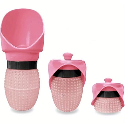 犬用ウォーターボトル 350ml ペット用飲用水飲み場 犬の散歩用水 折りたたみ式ト用 水筒 漏れ防止 BPAフリー ワンタッチ操作 食品級素材 ペッ アウトドア散歩 旅行ハイキング用(Pink)