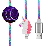 Mulafnxal Unicorn Cable for iPhone Xs Max/X/XR / 8/7 /6 /6S Plus /5 SE,Cute Animal Cartoon 3D LED Charging Cable for iPad 2/3/4/Mini/Air/Pro Funny Kawaii Fast USB Luminous Cord for Kids Girls(iOS)
