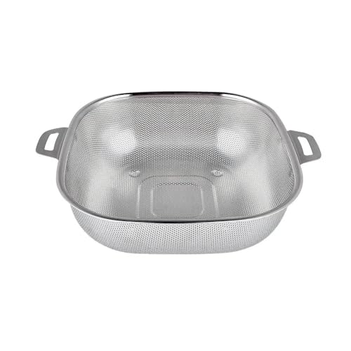 Image of Square-Shaped, Stainless Steel Fruit and Vegetable Rice Cleaning Baskets for Pasta, Noodles, and Kitchen Tools: Elevate Your Washing Bowl Drain Basin Basket(1 pc, Silver-Color),