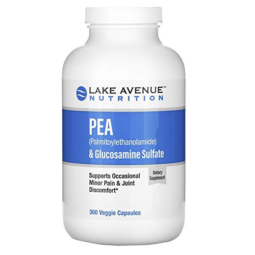 Pea Palmitoylethanolamide Micronized, Plus Glucosamine Sulfate, Supports Relief from Occasional Minor Pain & Discomfort, Gluten Free, Soy Free, 360 Veggie Capsules