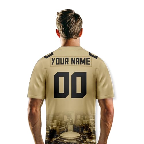 Custom City Football Jersey Skull Game Day Shirt Halloween Personalize Name Number Fans Gift for Men Women Youth - Image 3