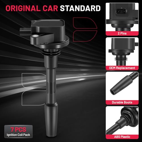 Image of BDFHYK Ignition Coil Pack UF835 Compatible with Ford F150 2018-2021 Mustang 2018-2020 5.0L V8 Ford Oem Coil Pack Coil for DG565 R3Z-12029-A JR3Z12029A UF-835 DG-565 5C2272 Set of 7