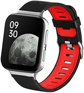 KangPlus Watch Strap for Oppo Watch 2 46mm,Soft Silicone Sport Strap Replacement Bands Waterproof Wristband with Adjustable Closure 5.5-8.1 inch for Women Men - Black+Red