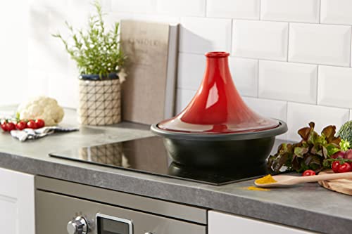 Foto von Le Creuset Gusseisen-Tagine, Rund, Ø 31 cm, Für alle Herdarten, Induktion und Backofen geeignet, Kirschrot, 25138310600422