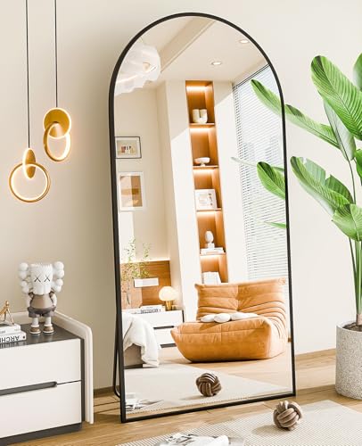 Image of 71 inchx32 inch Floor Mirror Full Length, Arched Full Length Mirror with Stand, Large Full Body Mirrors for Bedroom Living Room or Cloakroom Black
