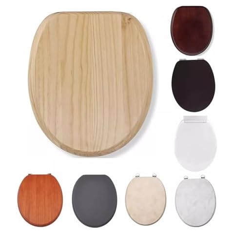 BURAKH 18" MDF Toilet Seat with Zinc Hinges Cover
