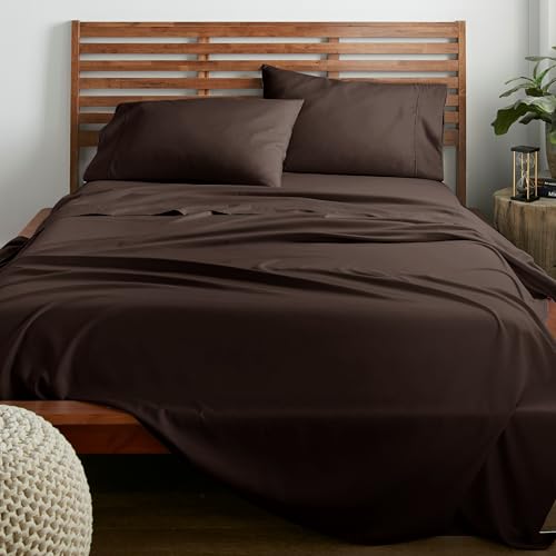 American Home Collection Queen Size Sheet Set - 16-Inch Deep Pocket - Ultra Soft Microfiber Bed Sheets - Breathable, Wrinkle and Fade Resistant, Easy Care - 4 Piece Set (Queen, Brown)