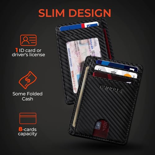 Image of RUNBOX Slim Minimalist Front Pocket RFID Blocking Leather Wallets for Men and Women Card Holder Wallets Gifts for men