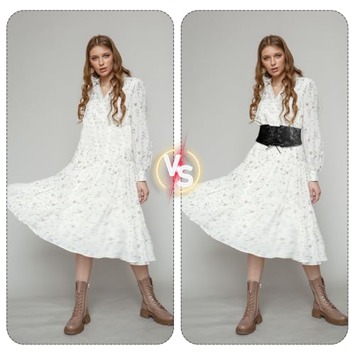 Corset Belt for Women, Black Wide Elastic Women Waist Belt Corset Lace up Belt Waspie Belt Lace Overlay Waist Cinch Belt Pirate Corset for Dresses Halloween Costume Cosplay3