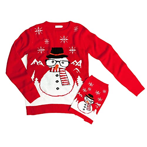 famjamjams Matching Christmas Sweaters for Dogs and Pet Owners (Snowman, Human Unisex S (fits Like Women's S)), Red