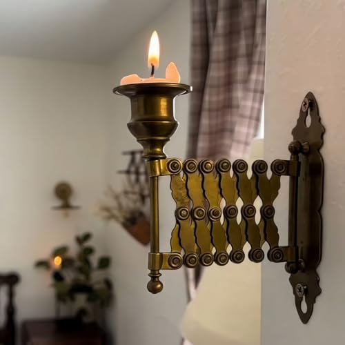 Candelabro de pared de metal vintage con brazo extensible de diseño robusto 5