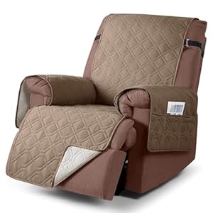 Recliner Cover 100% Waterproof Sofa Slipcovers Non-Slip Reclining Couch Cover Split Sofa Covers Furniture Protector for Pets, Dogs(Light Brown，23.6″)