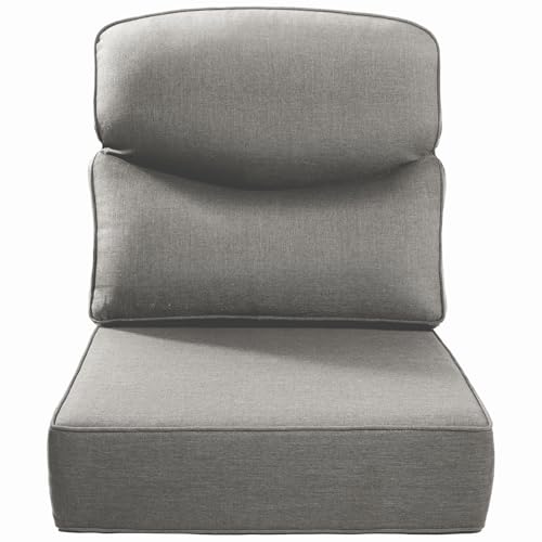 Luxury 24x24x6 Inch Smile Outdoor Cushions - 1 Set Deep Seat Water-Resistant Patio Furniture Replacement Cushion for Wicker Rattan Wood Metal Chair Glider Rocker Loveseat Sofa - Grey