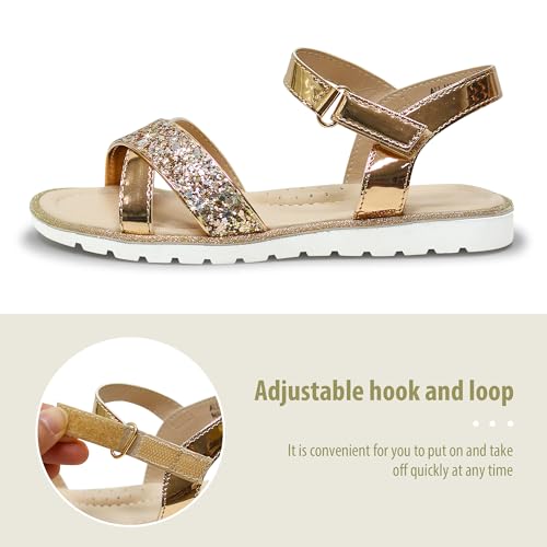 LseLom Girls Sandals Cute Open Toe Sandals Glitter Party Wedding Princess Summer Flats3
