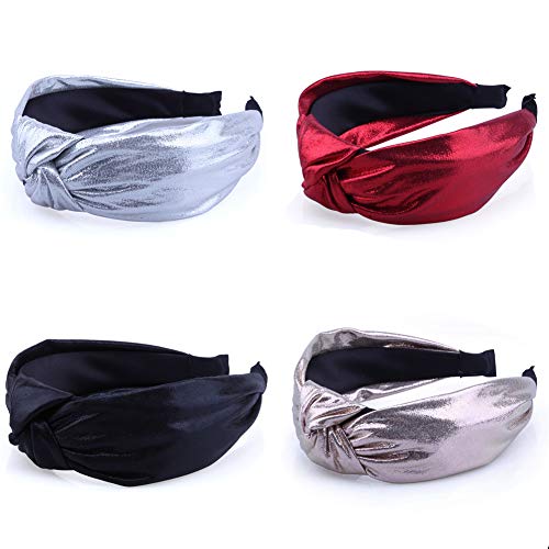 GUNIANG Headbands for Women Girls Black Red Gold Silver Hair Accessories Knot Hairband Wide Band Elastic Turban Headband
