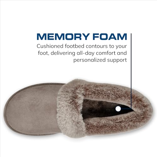 Skechers Women's Cozy Campfire-Team Toasty-Microfiber Slipper with Faux Fur Lining, dark taupe, 10 M US