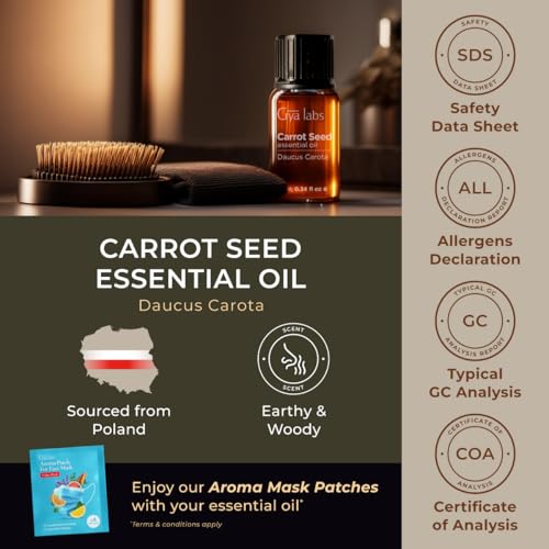Image of 100% Pure Carrot Seed Essential Oil - 0.34 Fl Oz - Carrot Seed Oil for Hair, Skin, Diffuser, Aromatherapy & DIY Candle Making Scent